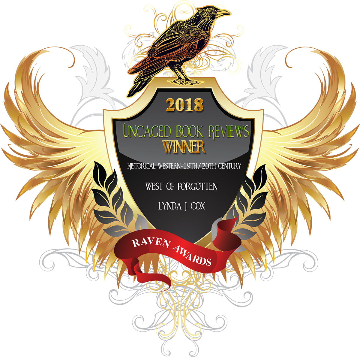 2018 Uncaged Book Reviews Raven Award Winner for Best Historical Western Romance — West of Forgotten